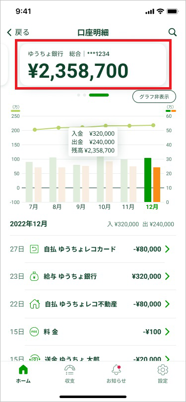 金融サービス別明細一覧画面１